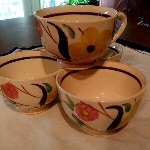 🌸 Vintage Blue Ridge Southern Potteries Coffee Cups – Set of 4 🌼